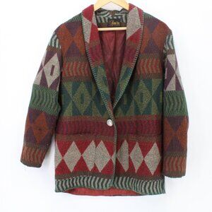 Vintage David Paul New York Southwestern Western Aztec Cardigan Womens Size XL